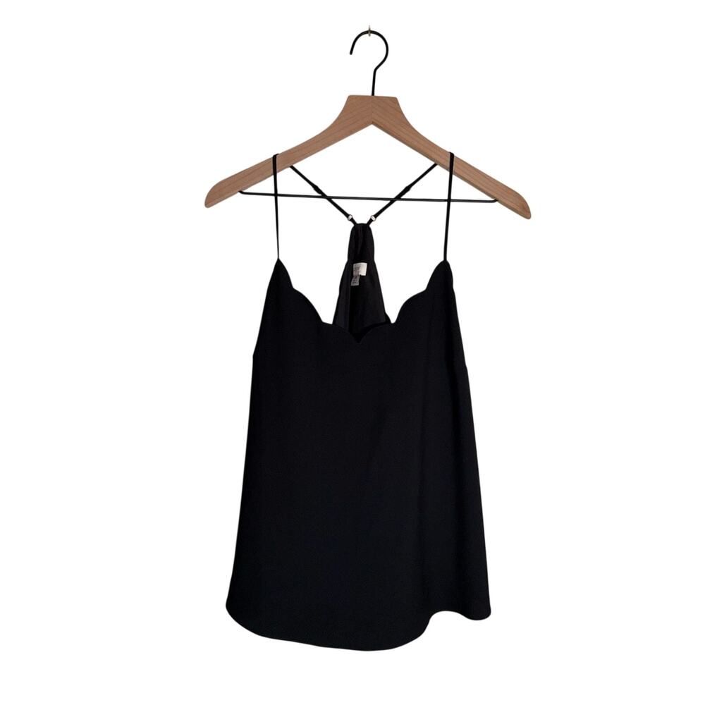 J.CREW black chiffon scallop neckline detail spaghetti strap summer top 12